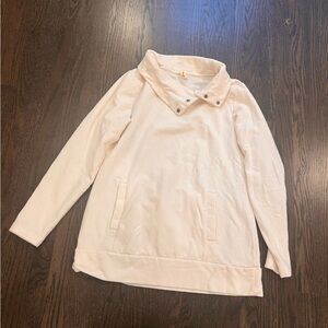 NWOT Lucy Cream Cowel Neck Buttoned Long Sleeve Hoodie